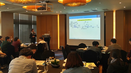 ULVAC-PHI's lab scientist, Mr. Takuya Miyayama,  explaining the PHI nanoTOF II and PHI ADEPT-1010.