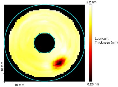 Magnetic Media Surface Analysis（XPSによる潤滑剤厚さマップ）